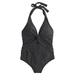 J. Crew halter twist swimsuit, charcoal, long torso size 2
